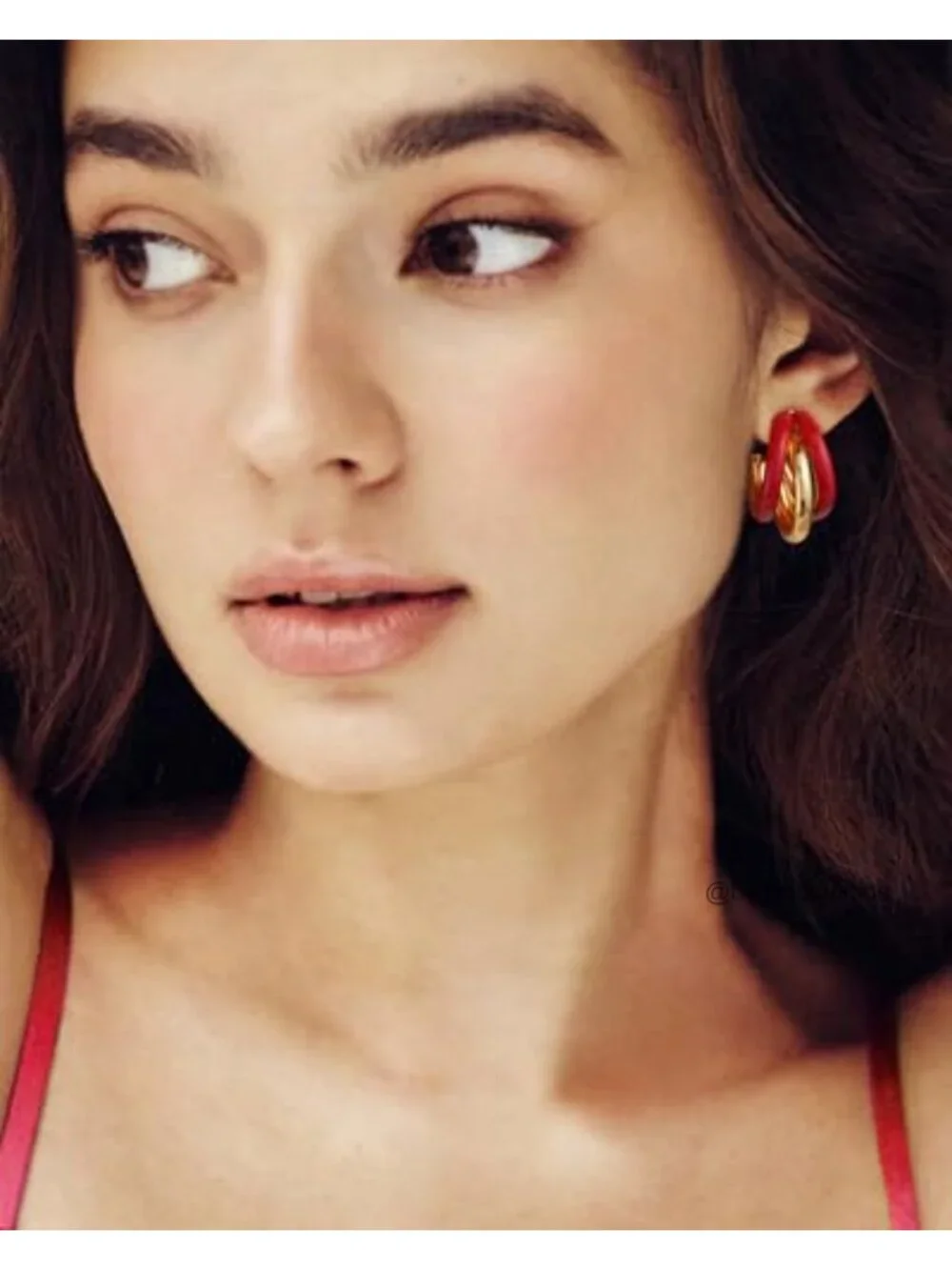 Chunky Triple Hoop Earrings Thick Three Open Hoop Brass Women